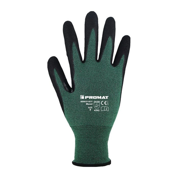 Gant de protection contre les coupures Mosel taille 7 vert/noir EN 388 HDPE/fibre de verre/mousse de nitrile 10 paires PROMAT (Par 10)