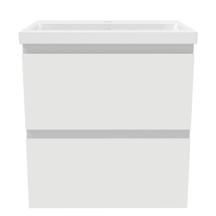 Meuble de salle de bain avec deux tiroir, vasque en céramique , couleur blanc mat, L x W x H: 50 x 38,5 x 52 (cm)