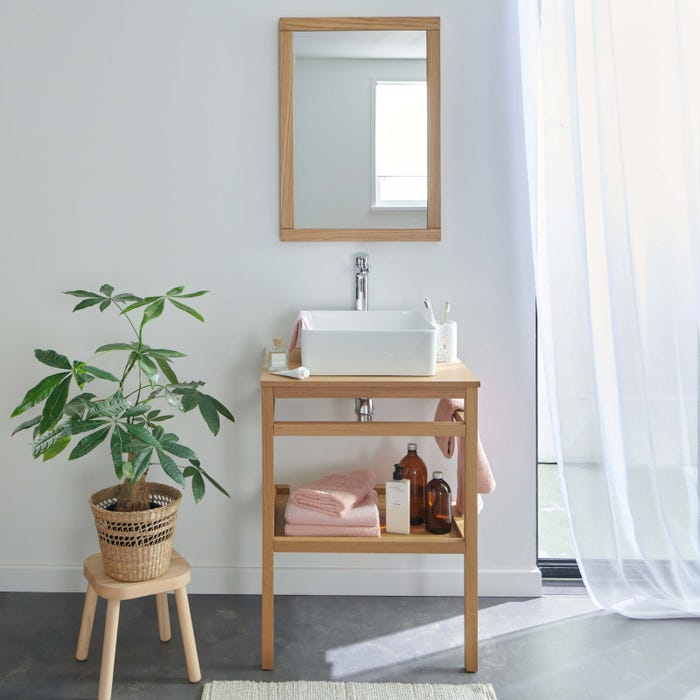 Meuble de salle de bain 60 cm HOPP avec miroir et vasque carrée