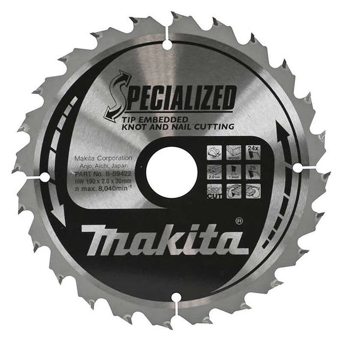 Lame de scie circulaire carbure MAKITA B-33118 Ø 190mm x 30mm 24 dents