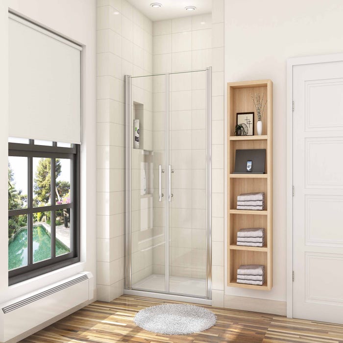 Porte de douche battante 85cm en verre anticalcaire Porte de douche pivotante à 180° Hauteur 187cm