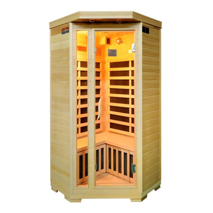 Sauna Infrarouge 3/4 places d'angle Gamme prestige ARVIKA II - 120x56x120x H190 cm - 2100W