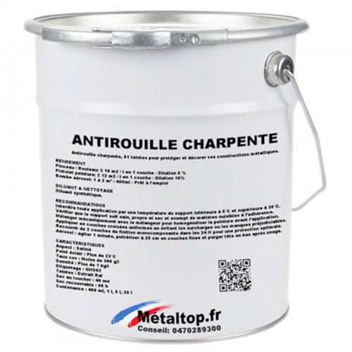 Antirouille Charpente - Metaltop - Gris signalisation B - RAL 7043 - Pot 15L