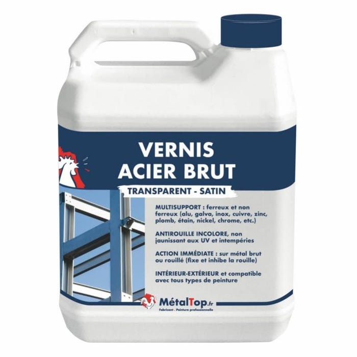 Vernis Acier Brut - Metaltop - Incolore - RAL Incolore - Pot 1L
