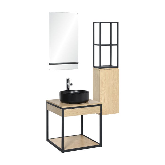 Meuble de salle de bain 50 cm NOTTO avec colonne, miroir et vasque