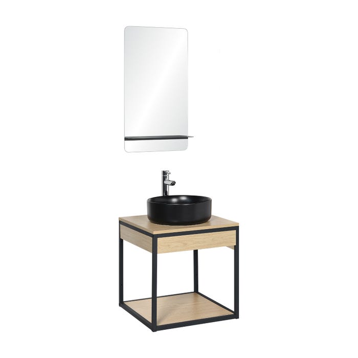 Meuble de salle de bain 50 cm NOTTO avec miroir et vasque