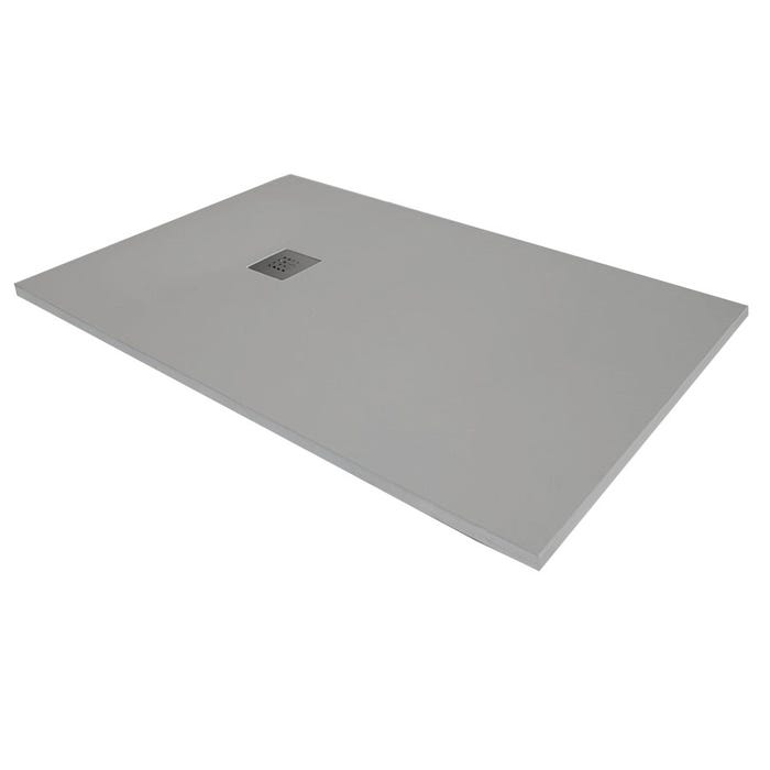 Receveur de douche en résine extra plat à poser 90x120cm - ciment (gris) - RIO