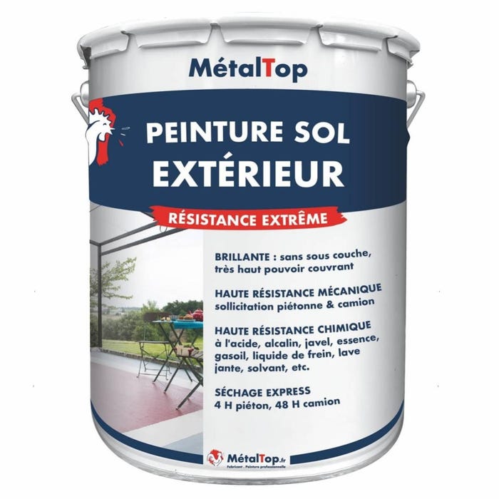 Peinture Sol Exterieur - Metaltop - Brun vert - RAL 8000 - Pot 5L