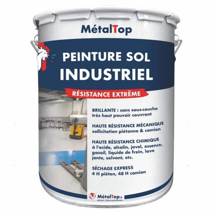 Peinture Sol Industriel - Metaltop - Blanc signalisation - RAL 9016 - Pot 5L