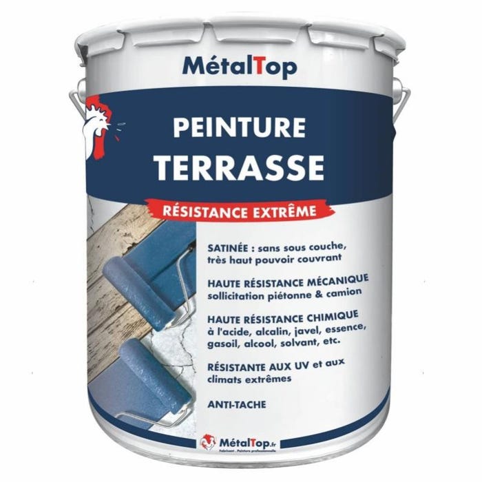 Peinture Terrasse - Metaltop - Blanc signalisation - RAL 9016 - Pot 5L