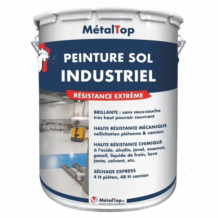 Peinture Sol Industriel - Metaltop - Gris kaki - RAL 7008 - Pot 5L