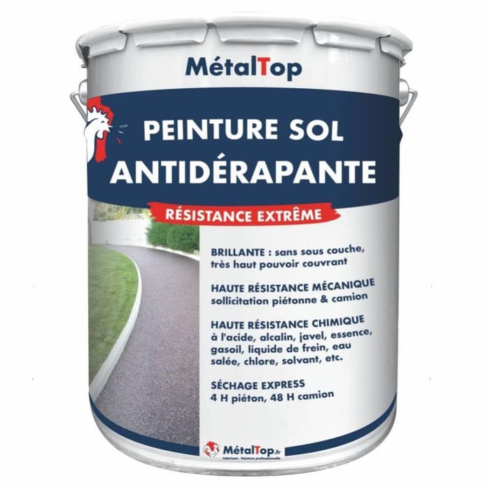 Peinture Antiderapante - Metaltop - Blanc signalisation - RAL 9016 - Pot 5L
