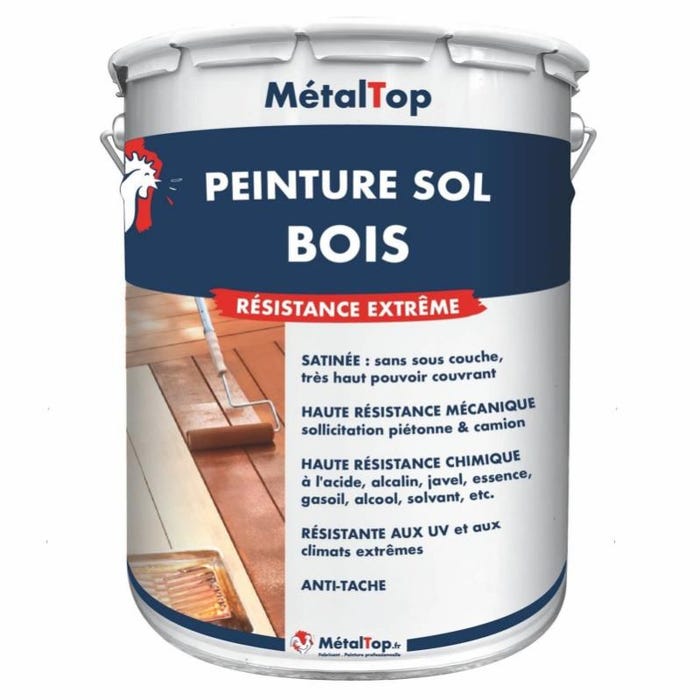 Peinture Sol Bois - Metaltop - Rouge oxyde - RAL 3009 - Pot 5L