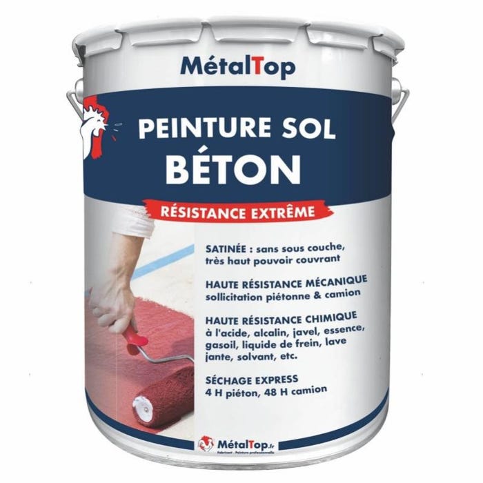 Peinture Sol Beton - Metaltop - Noir foncé - RAL 9005 - Pot 15L