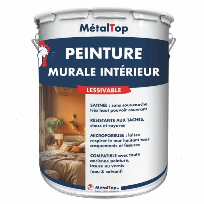Peinture Murale Interieur - Metaltop - Brun acajou - RAL 8016 - Pot 5L