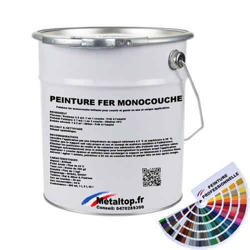 Peinture Fer Monocouche - Metaltop - Vert jaune - RAL 6018 - Pot 1L