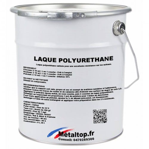 Laque Polyurethane - Metaltop - Brun pâle - RAL 8025 - Pot 15L