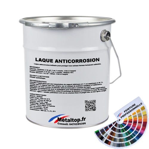 Laque Anticorrosion - Metaltop - Brun vert - RAL 8000 - Pot 15L