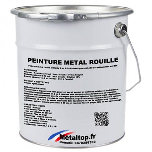 Peinture Metal Rouille - Metaltop - Orange sang - RAL 2002 - Pot 1L