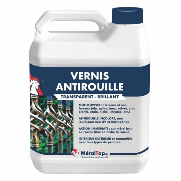Vernis Antirouille - Metaltop - Incolore - RAL Incolore - Pot 1L