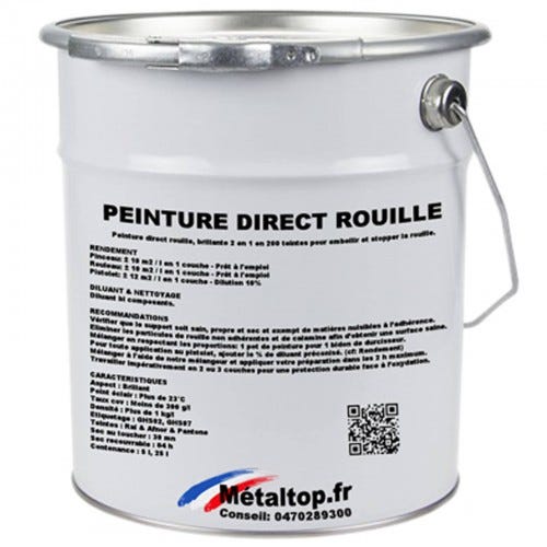Peinture Direct Rouille - Metaltop - Jaune de sécurité - RAL 1003 - Pot 15L