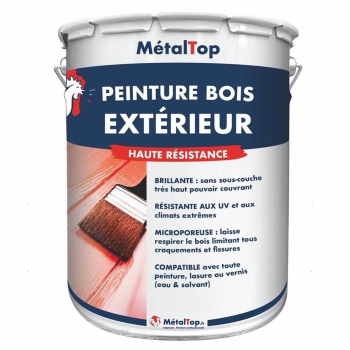Peinture Bois Exterieur - Metaltop - Blanc signalisation - RAL 9016 - Pot 1L