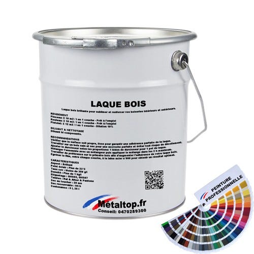 Laque Bois - Metaltop - Blanc de sécurité - RAL 9003 - Pot 15L
