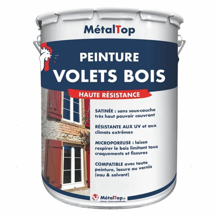Peinture Volets Bois - Metaltop - Bleu vert - RAL 5001 - Pot 15L