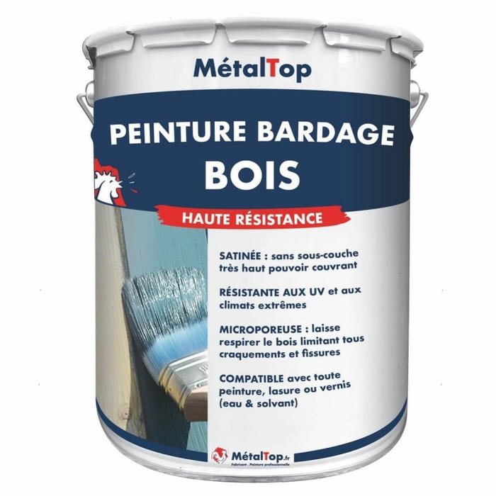 Peinture Bardage Bois - Metaltop - Gris signalisation A - RAL 7042 - Pot 5L