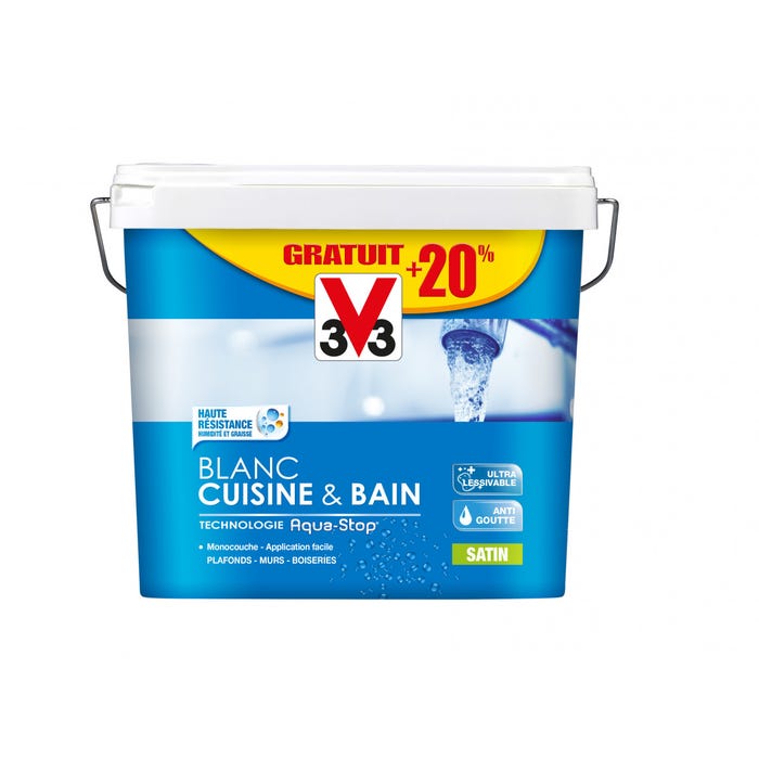 Peinture intérieure monocouche Blanc Cuisine & Bain satin