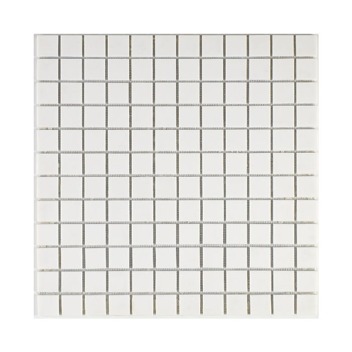 Mosaïque en solid surface 30 x 30 cm - carreau 2,5 x 2,5 cm blanc pur lisse