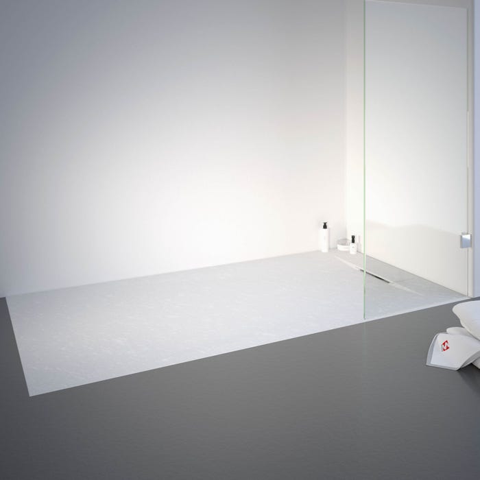 Schulte receveur de douche 90 x 160 x 3,2cm, blanc effet pierre ultra légers, rectangulaire, extra plat à poser ou à encastrer, bac à douche