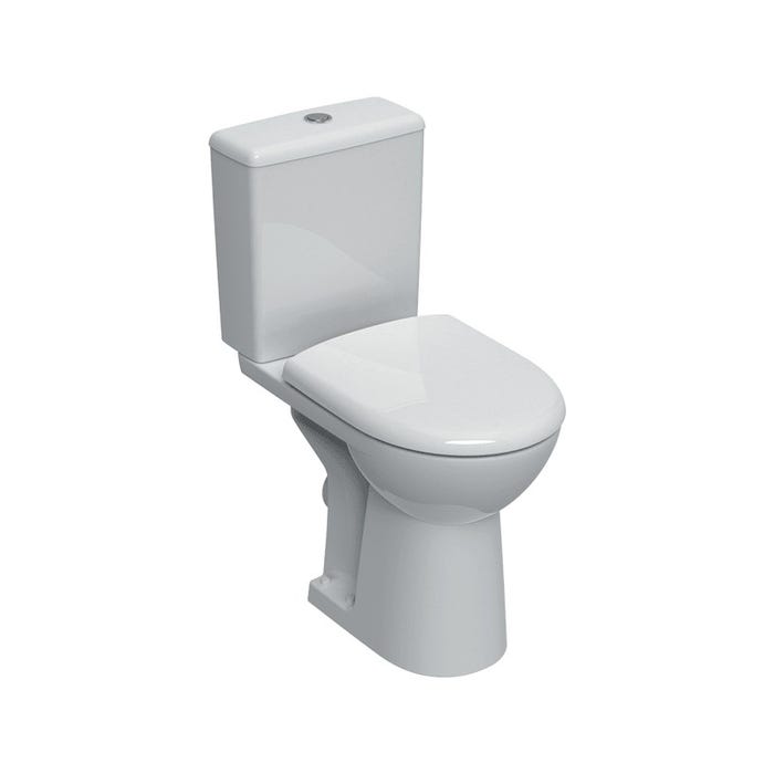 Pack WC à poser Geberit Renova Comfort - Surélevé - Rimfree - Sortie horizontale - 37x67cm - Blanc