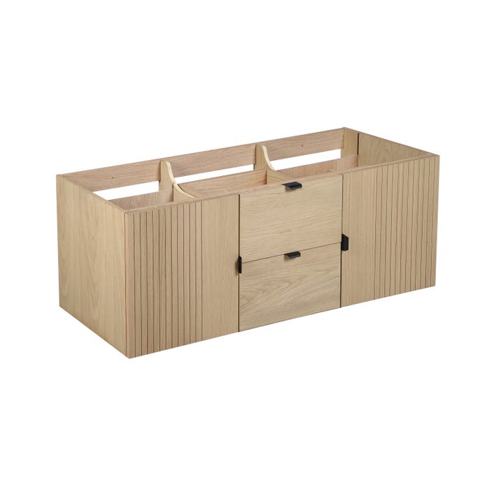 Meuble double vasque 140cm chêne STUDIO suspendu