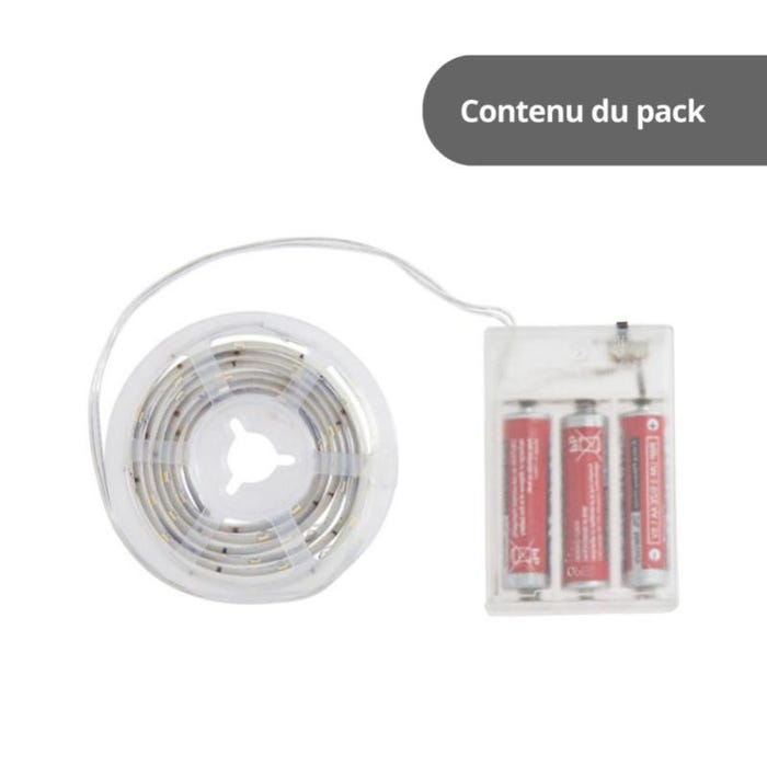 Xanlite - Ruban lumineux LED à piles (incluses) - 1 mètre - Blanc neutre - LSAK1PICW