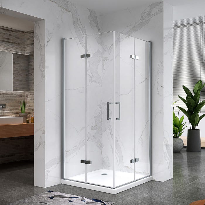 ATÉA Cabine de douche H 190 cm, 2 portes pliantes et pivotantes - verre transparent 95 x 105 cm