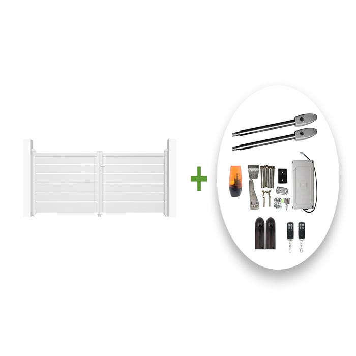 Portail battant électrique blanc VOGEL 400B120 + TANKER B250