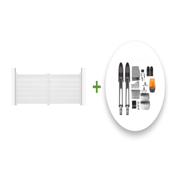 Portail battant électrique blanc VOGEL 400B120 + TANKER B700