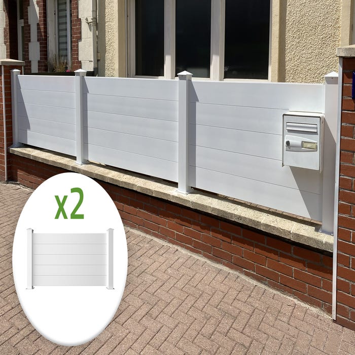 Lot de 2 panneaux de clôture aluminium NIESEN H.90 cm blanc - Kit complet 3.8m