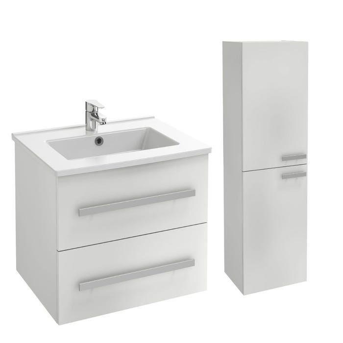 Meuble vasque 60 cm JACOB DELAFON Ola up + colonne de salle de bain blanc