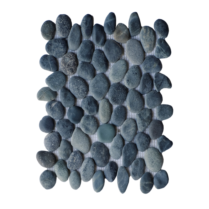 Mosaïque sol et mur galets naturels gris anthracite - pack de 1m² (11 dalles de 30x30 cm) - OLA
