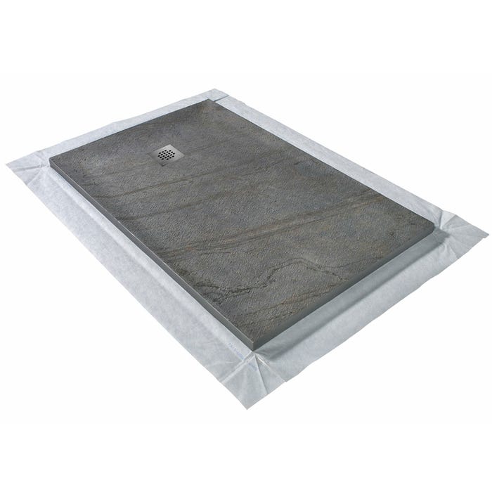 Receveur de douche gris 120 x 90 cm en pierre naturelle - grille carrée