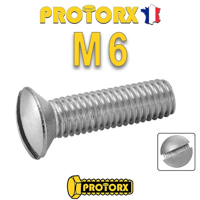 Vis à Métaux TÊTE FRAISÉE BOMBÉE FENDUE : (M6 x 50mm) x 20pcs | Acier Inox A2 | Usage Exterieur-Intérieur | Norme DIN 964