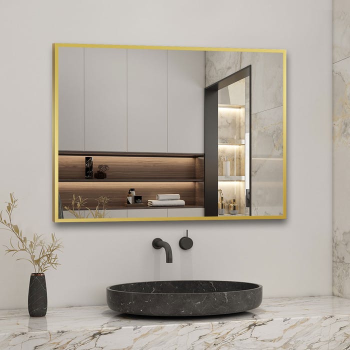 AICA Miroir d'or rectangulaire (mat) suspendu horizontalement et verticalement 70*50cm