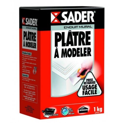 Plâtre à modeler scellement rebouchage moulage poudre 1kg SADER