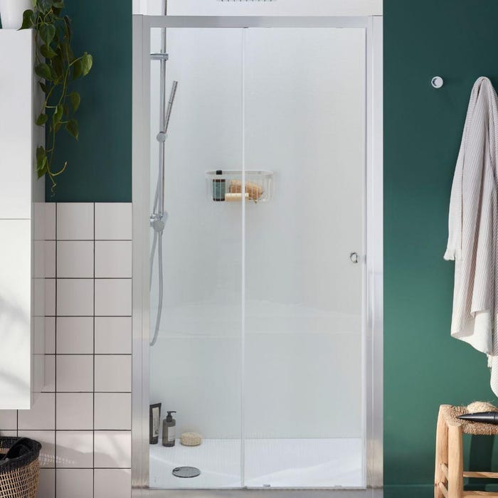 Paroi douche JACOB DELAFON Serenity, 100 cm, porte coulissante réversible instal. Niche