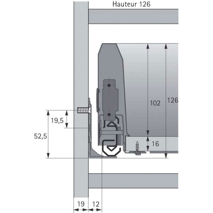 Kit tiroir coulissant - hauteur 126 mm - arcitech - Décor : Anthracite - Longueur : 300 mm - HETTICH