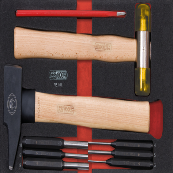 KSTOOLS - Module d'outils de frappe manche bois, 9 pièces - 713.1101