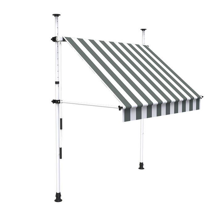 Store à projection autoportant sans perçage 300 x 150 cm - Terrasse ou balcon - Blanc gris