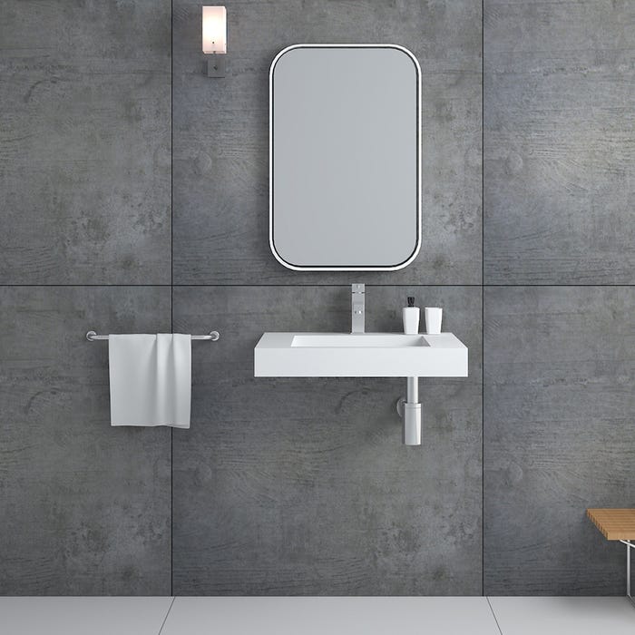 Lavabo rectangulaire suspendu Blanc mat - Kwilu